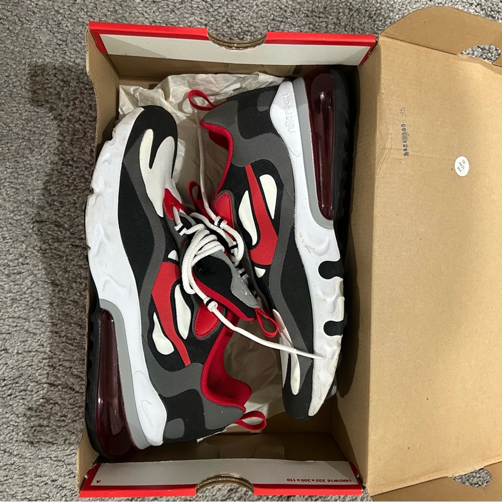 Nike Kids' Air Max 270 React- Red, Black, and White